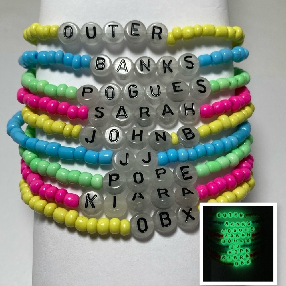 Outer Banks Fan Glow In The Dark Friendship Bracelet Stack.